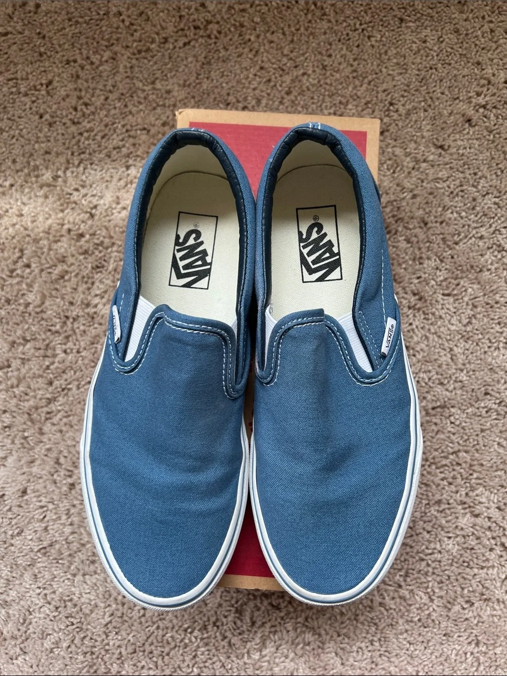 Vans Classic Slip-On Canvas Sneakers - Navy Blue - Size 7